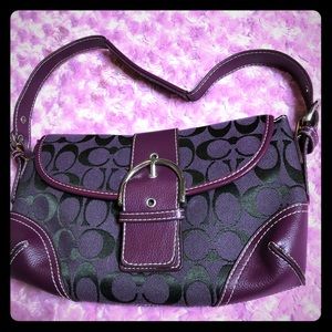 Purple eggplant monogram coach shoulder bag